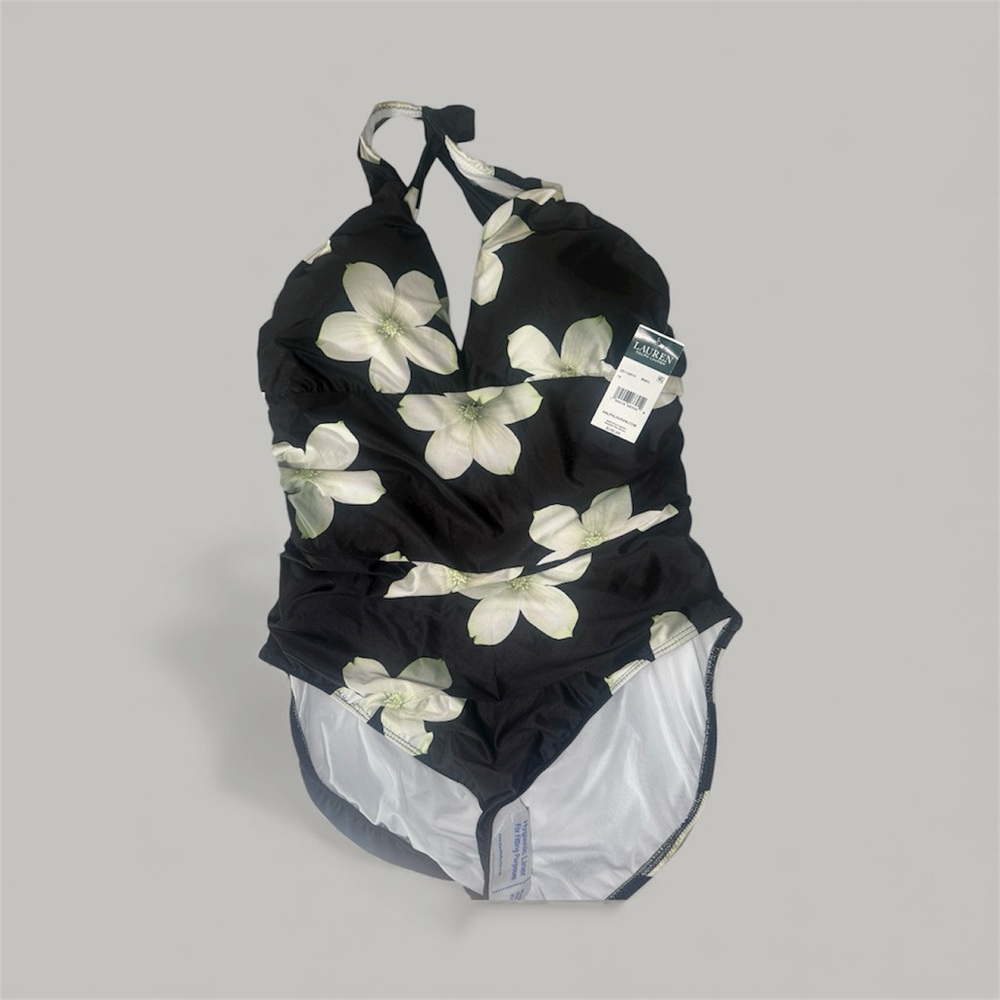 Ralph Lauren Black Floral One Piece Swimsuit
